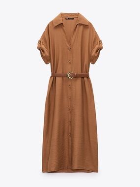 Zara Textured Shirt Midi Dress (belt not included)
